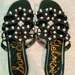Sam Edelman size 8 Black Beatris Leather Studded Sexy Sandals